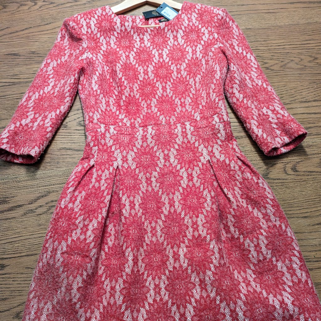 Nwt Gorgeous!! Maje Dress Size 1 (Xs) With Drop Waist, Textured Fabric & Pockets